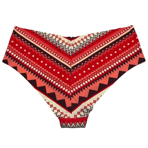 NWT AERIE Cheeky Pantie/Underwear Sz M Red Ivory Brown - Picture 2 of 3